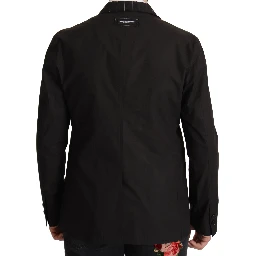 Black Cotton Single Breasted Blazer Jacket