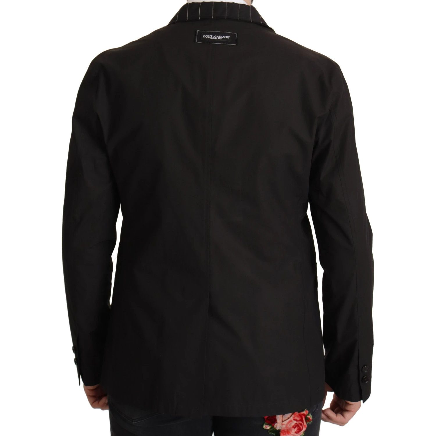 Black Cotton Single Breasted Blazer Jacket