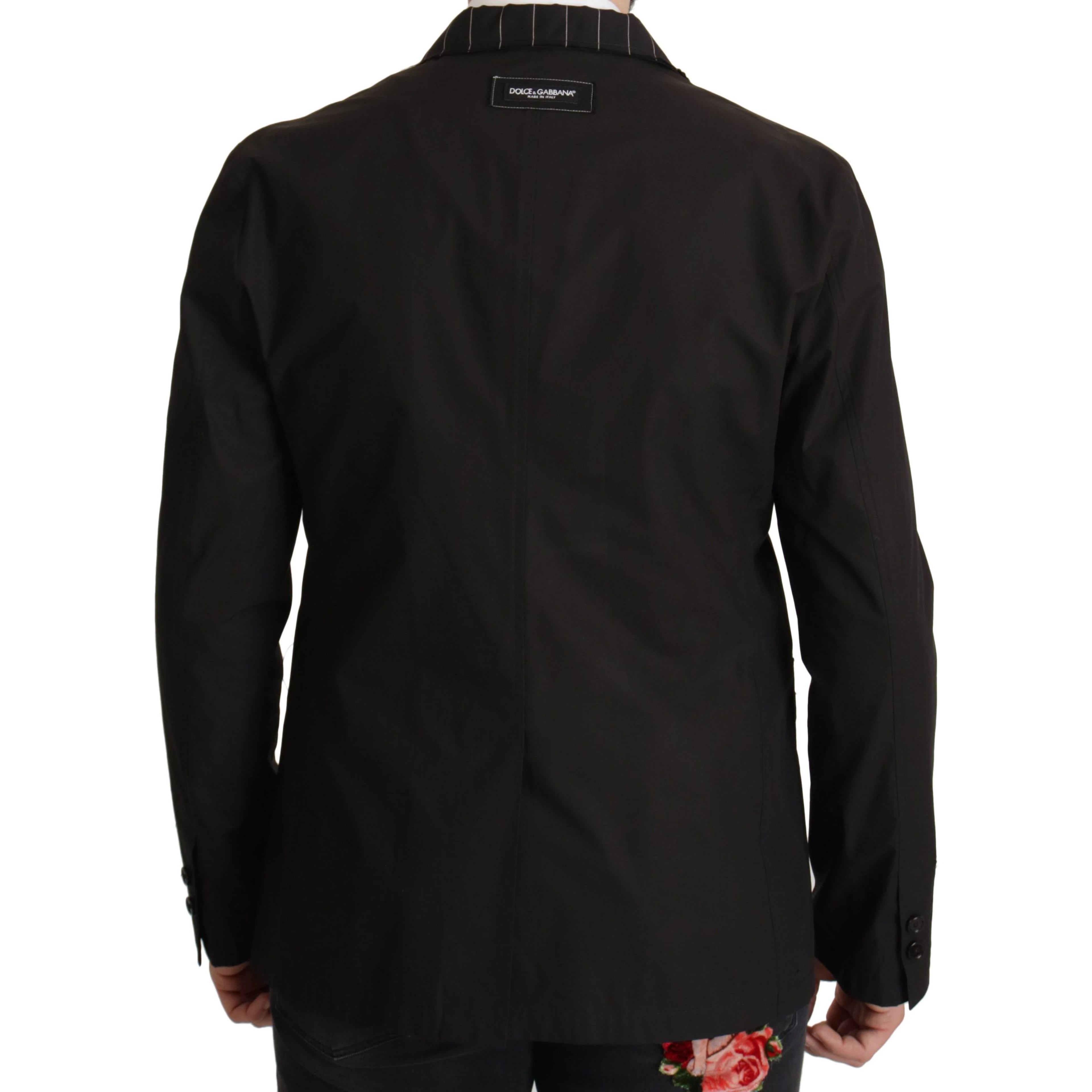 Black Cotton Single Breasted Blazer Jacket
