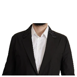 Black Cotton Single Breasted Blazer Jacket