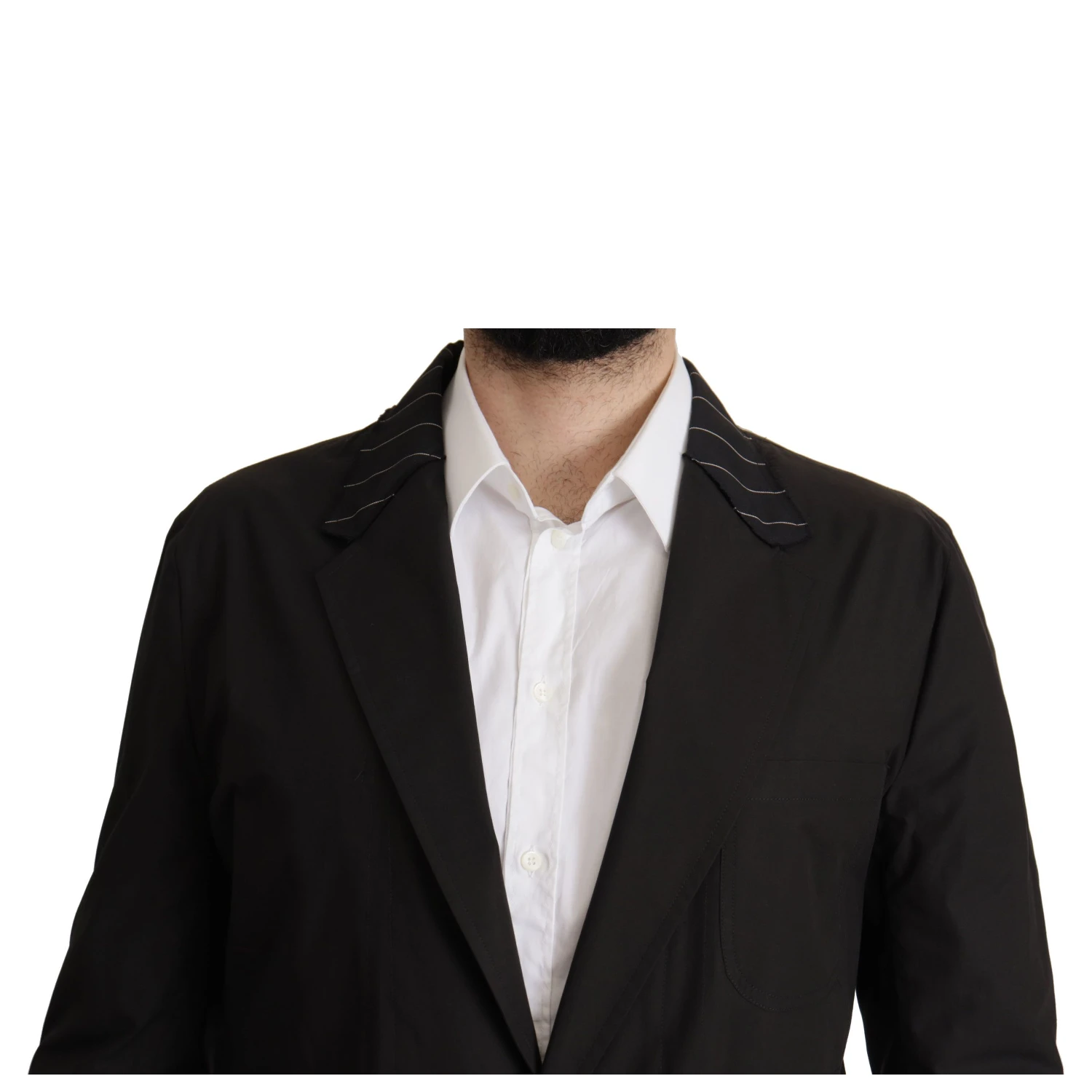 Black Cotton Single Breasted Blazer Jacket