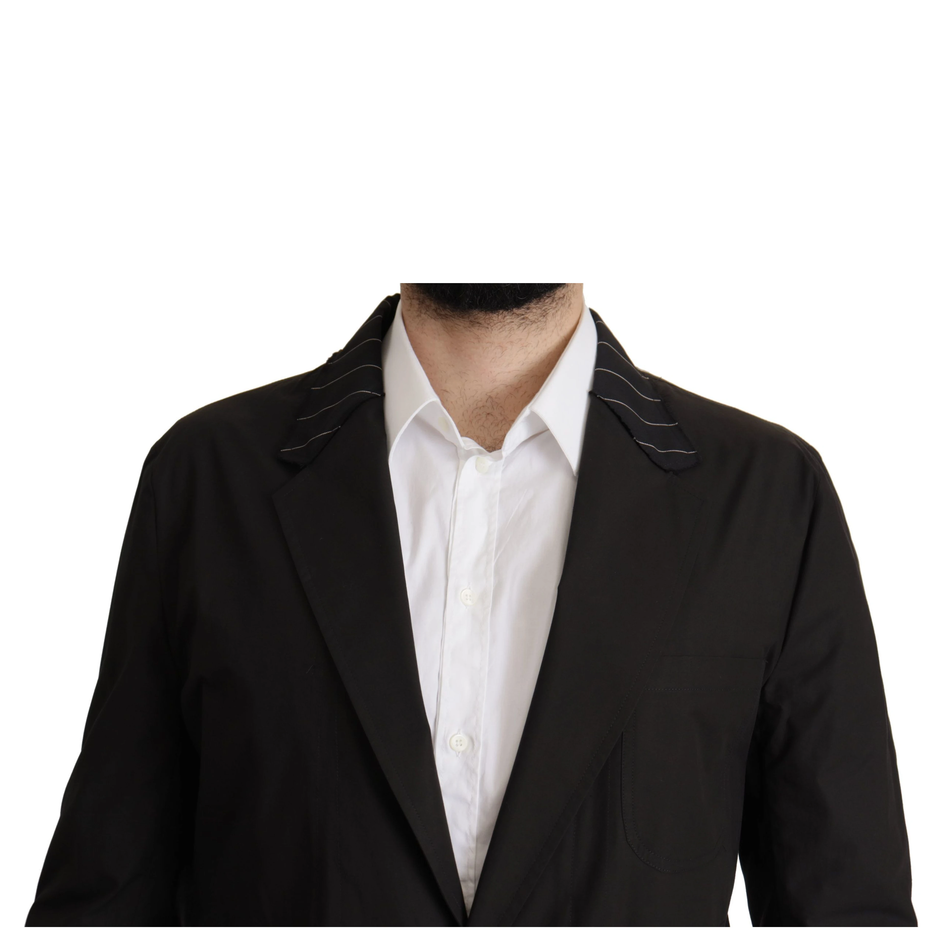 Black Cotton Single Breasted Blazer Jacket