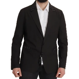Black Cotton Single Breasted Blazer Jacket