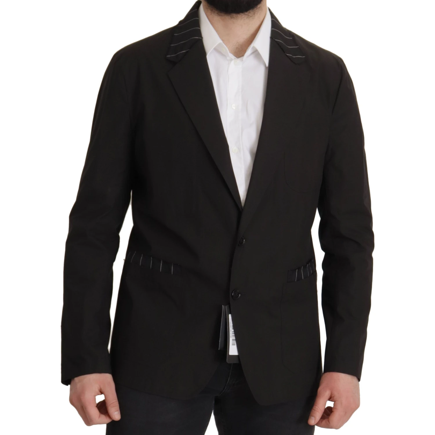 Black Cotton Single Breasted Blazer Jacket