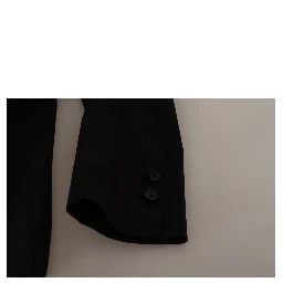 Black Cotton Single Breasted Blazer Jacket