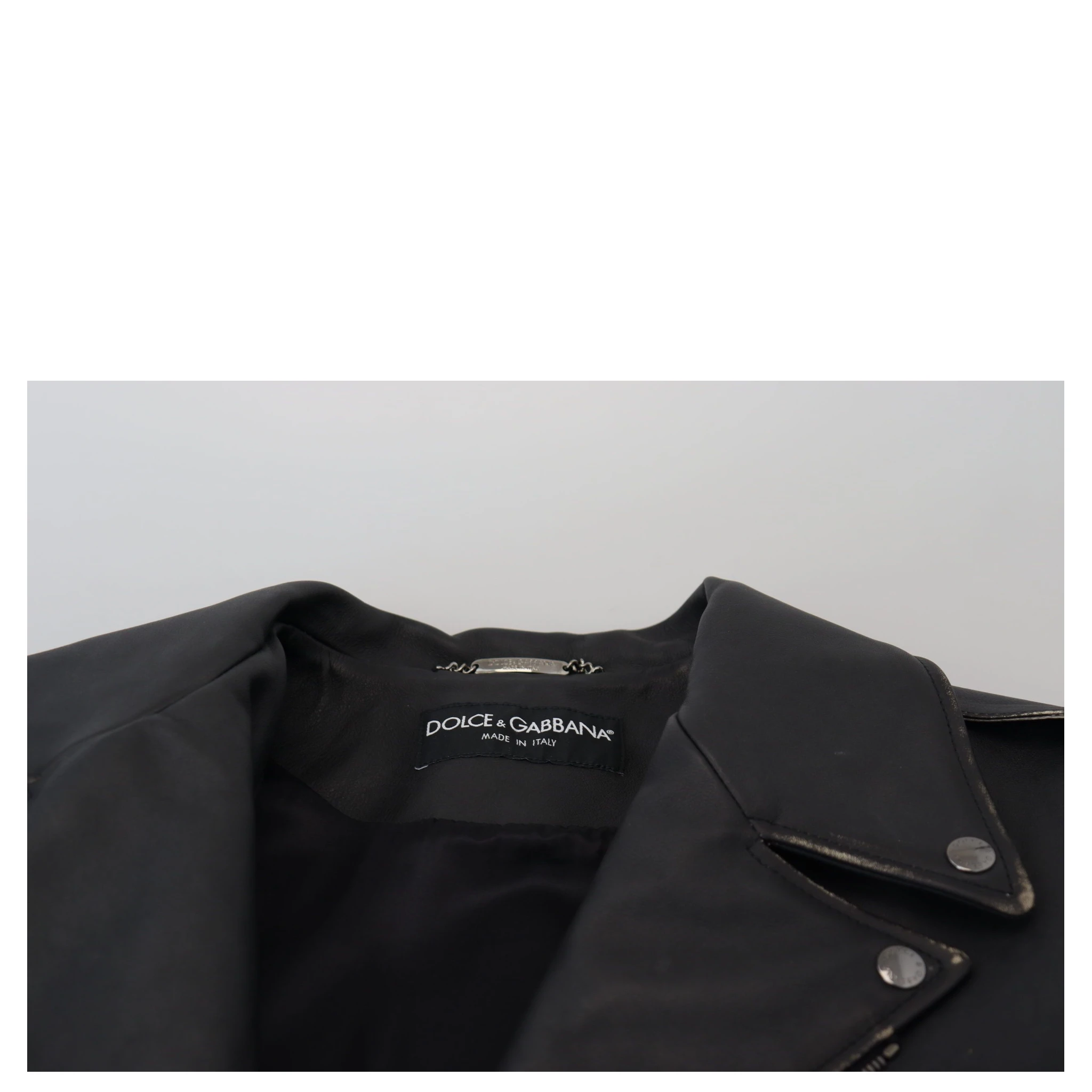 Black Leather Biker Coat Zipper Jacket