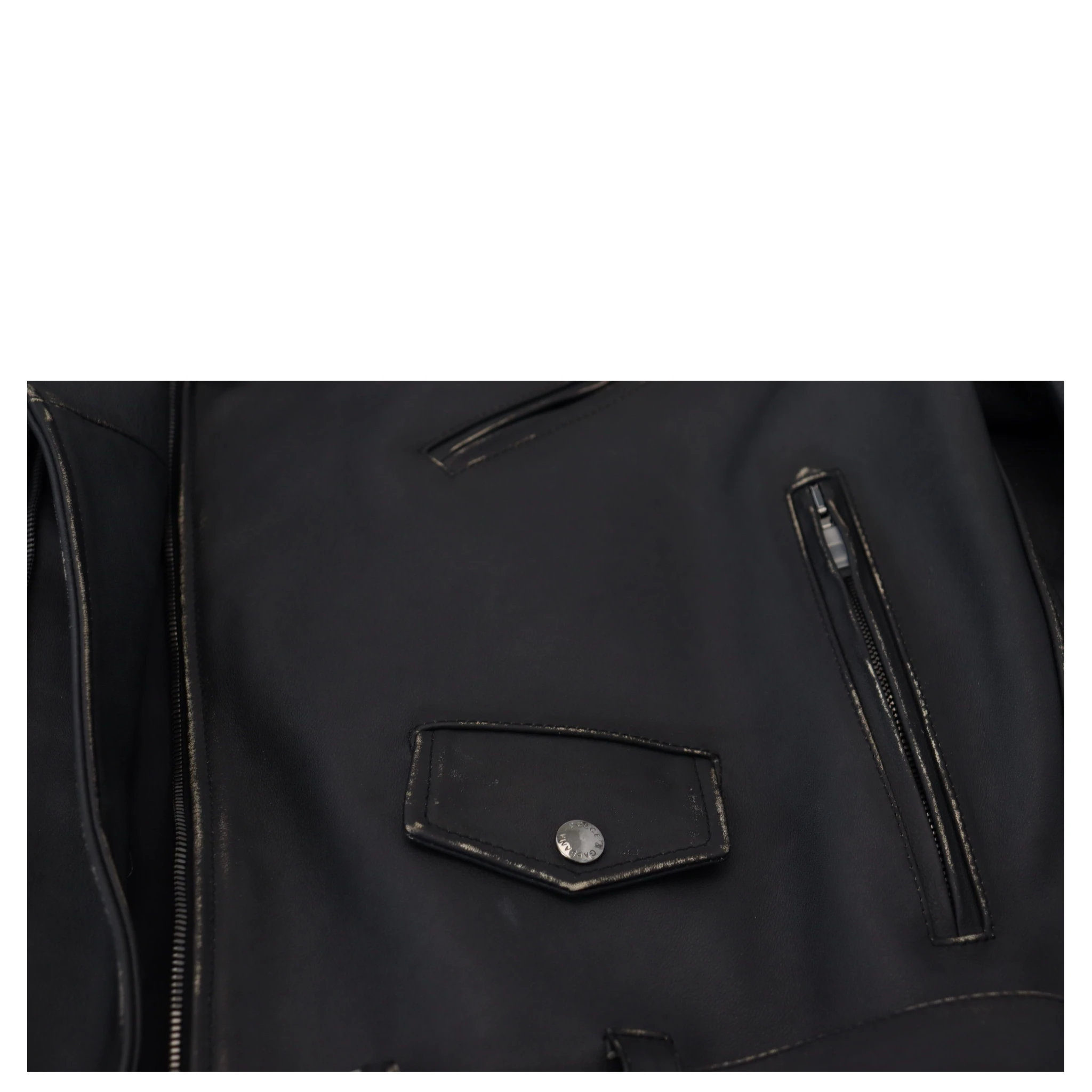 Black Leather Biker Coat Zipper Jacket
