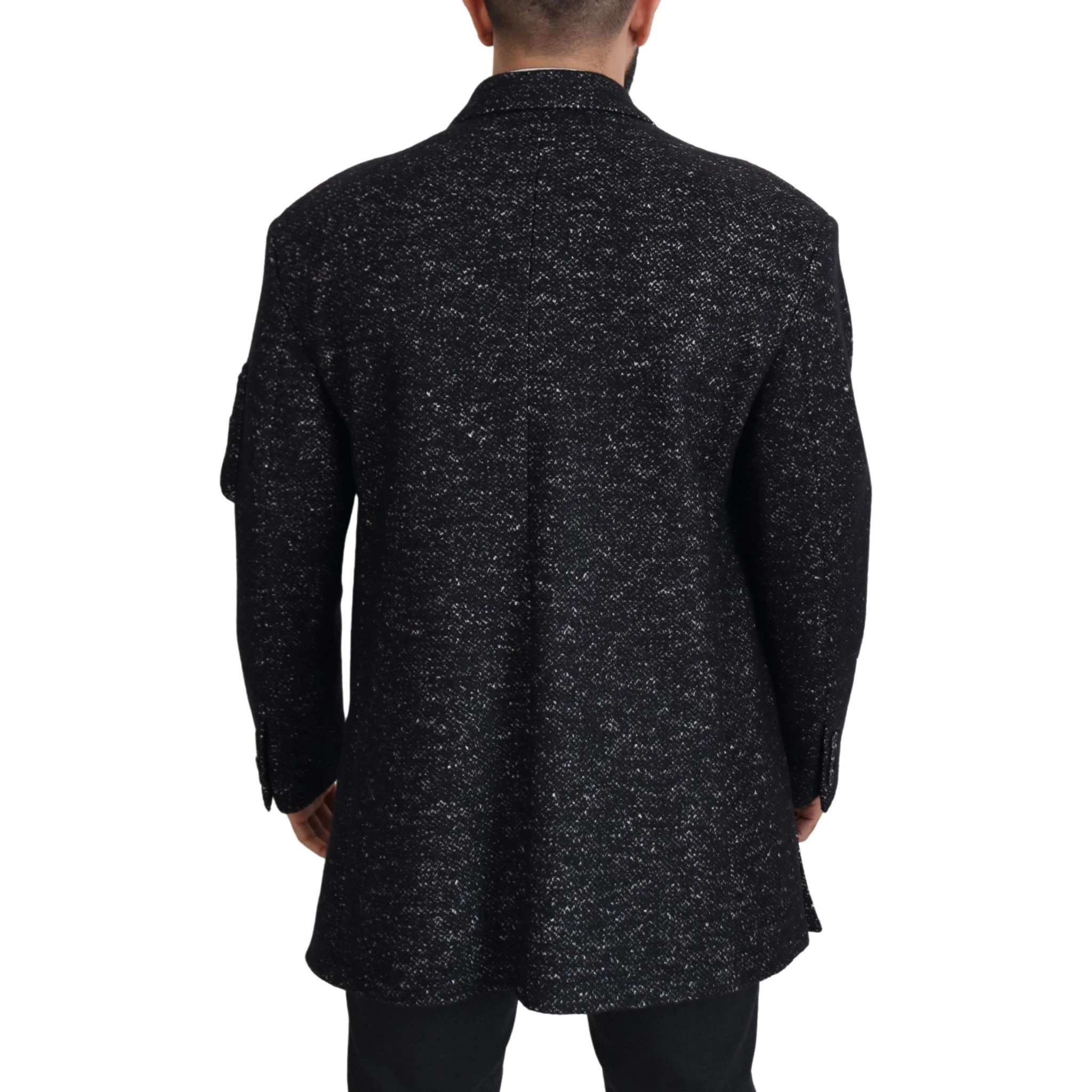 Black Wool Double Breasted Coat Men Jacket