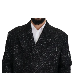 Black Wool Double Breasted Coat Men Jacket