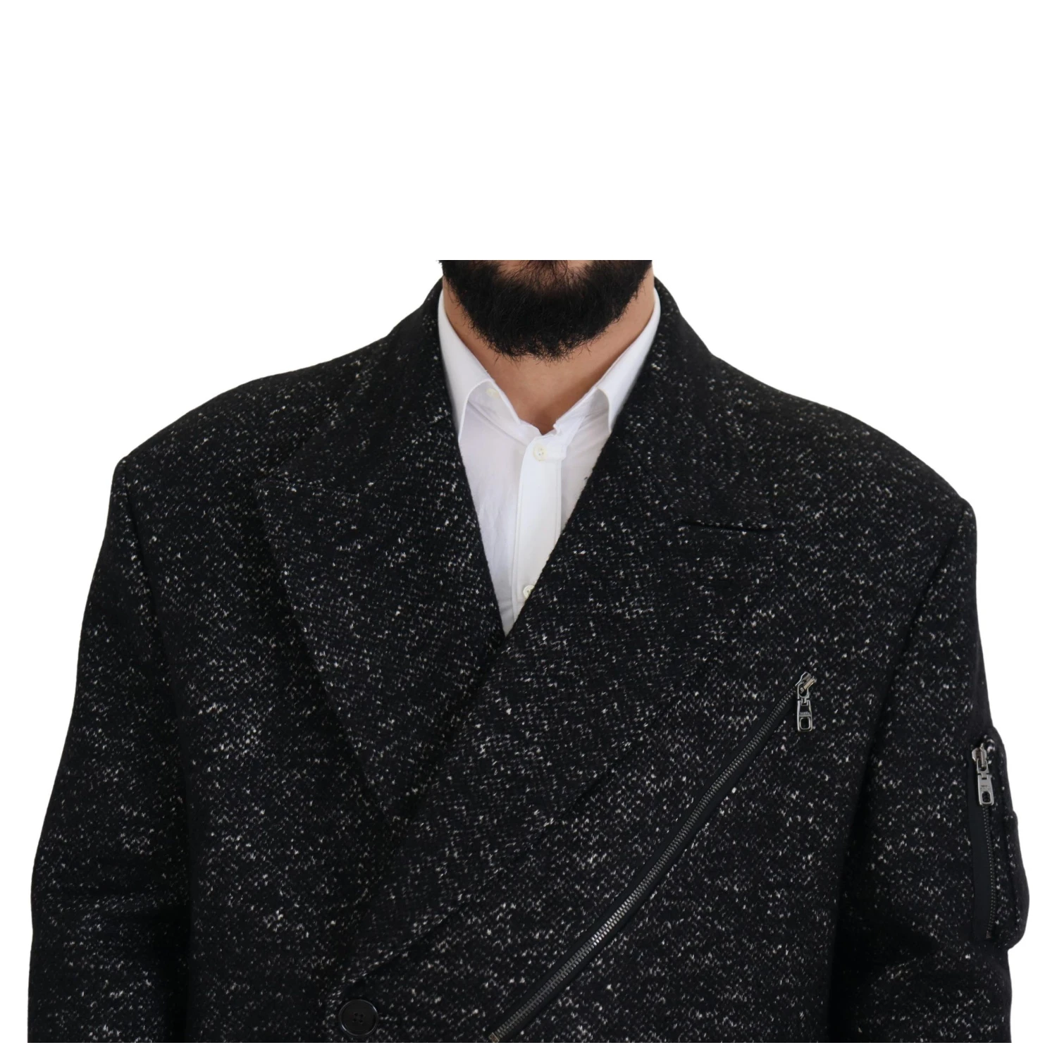 Black Wool Double Breasted Coat Men Jacket
