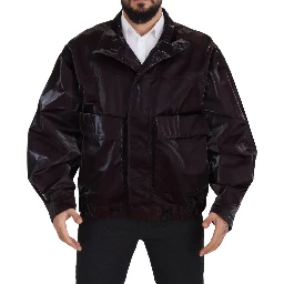 Bordeaux Nylon Collared Men Coat Jacket