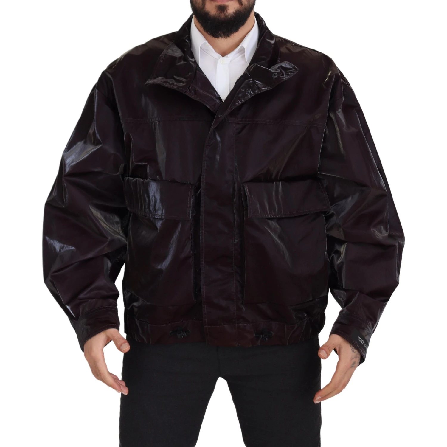 Bordeaux Nylon Collared Men Coat Jacket