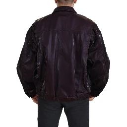 Bordeaux Nylon Collared Men Coat Jacket