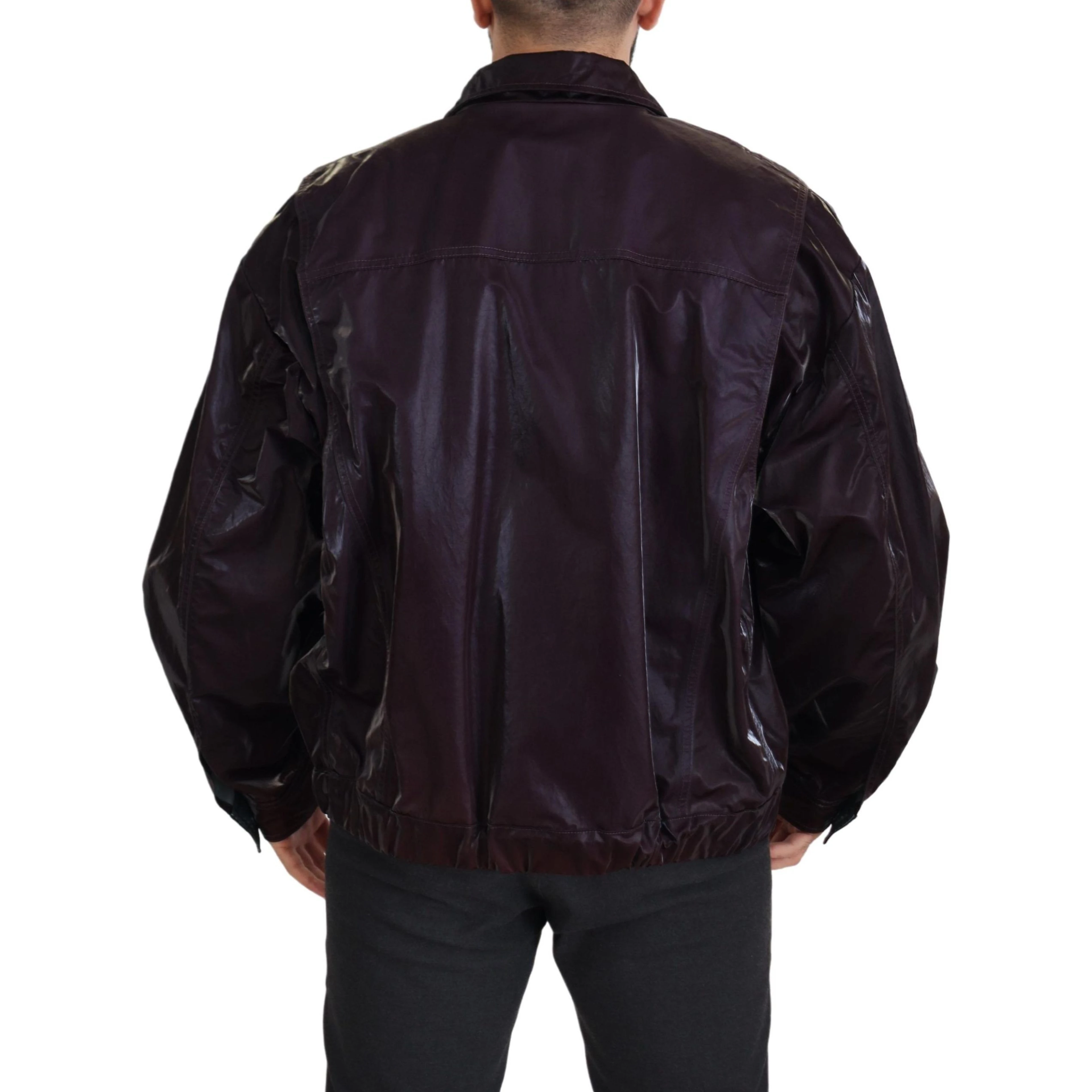 Bordeaux Nylon Collared Men Coat Jacket