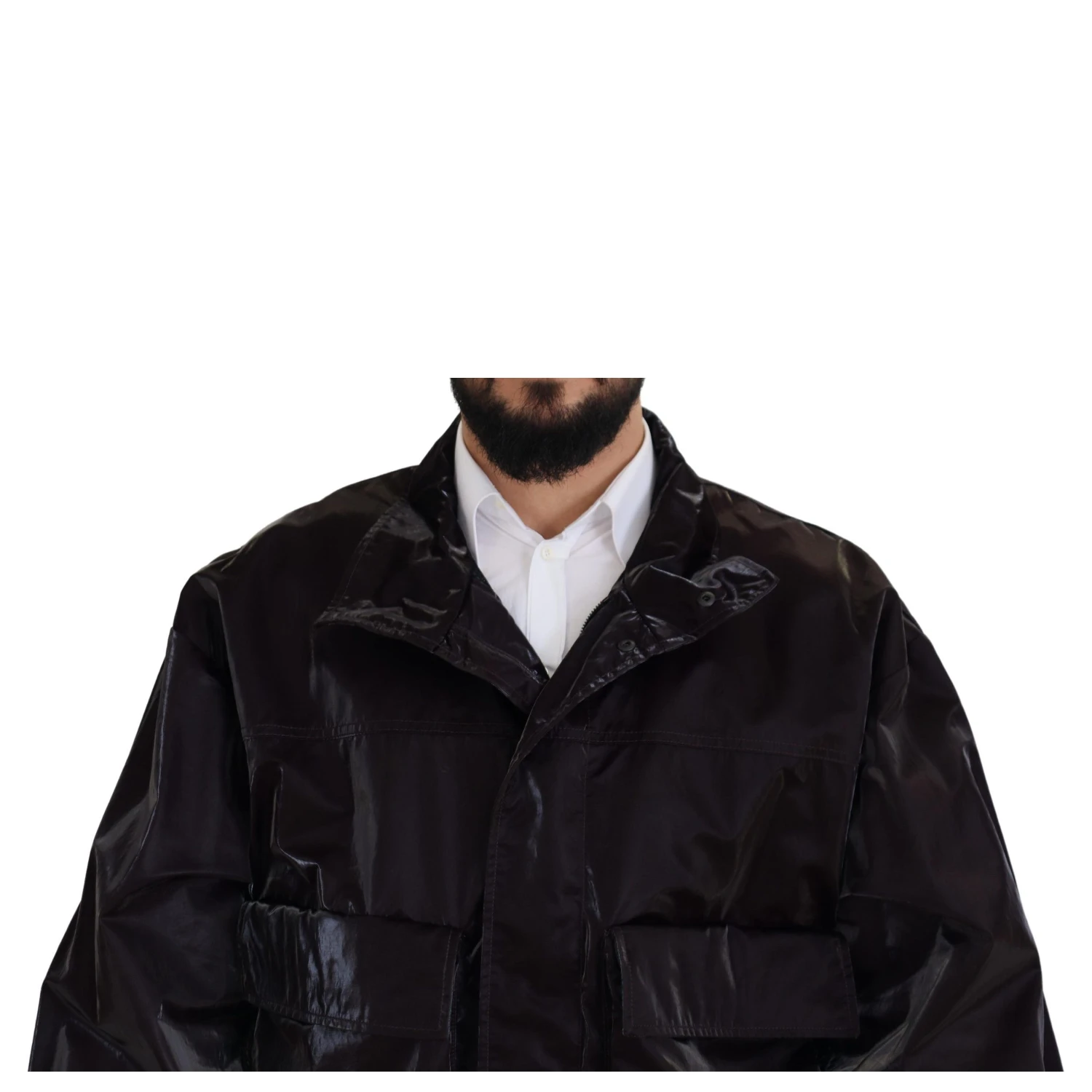 Bordeaux Nylon Collared Men Coat Jacket