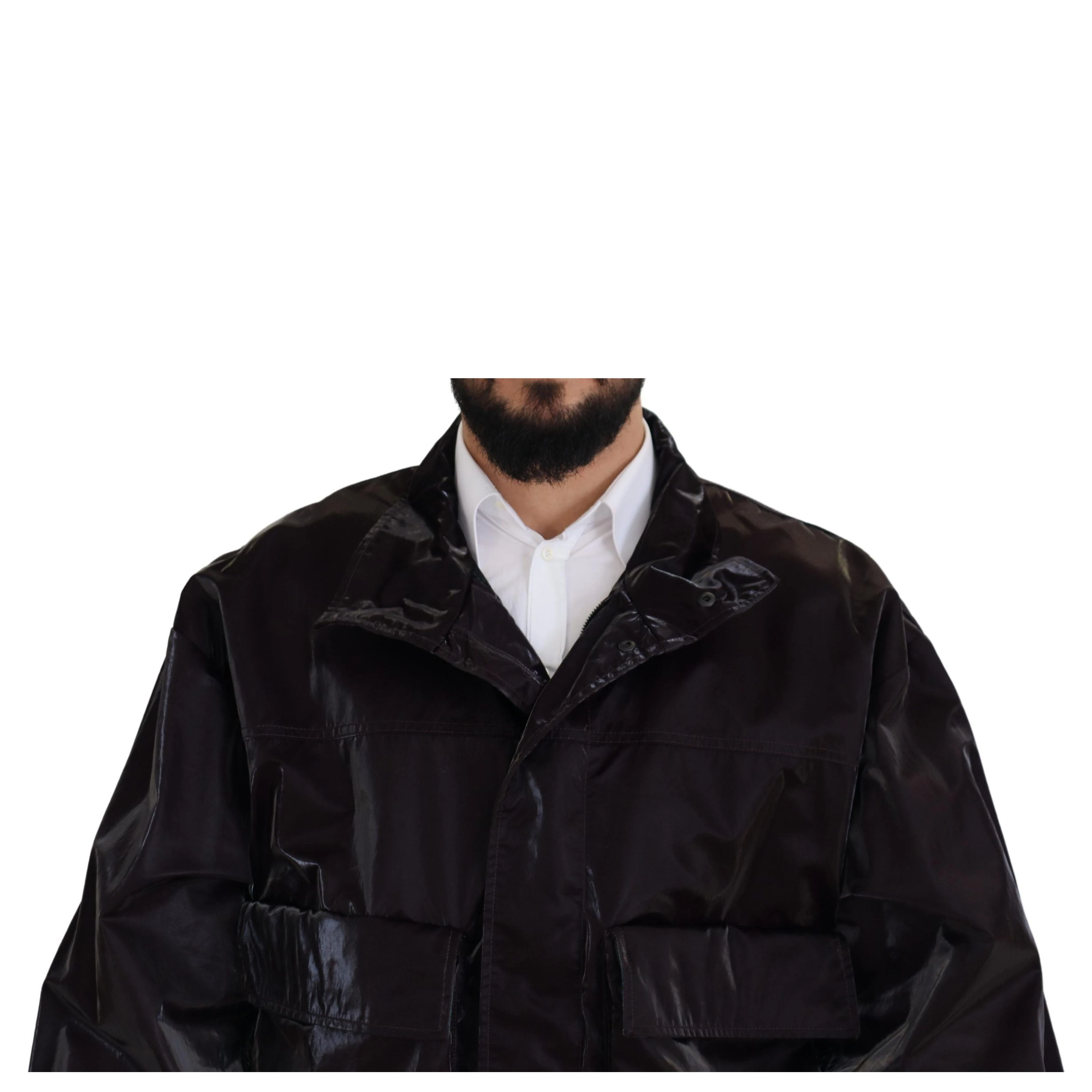 Bordeaux Nylon Collared Men Coat Jacket
