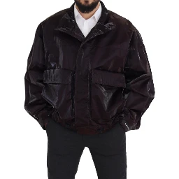 Bordeaux Nylon Collared Men Coat Jacket