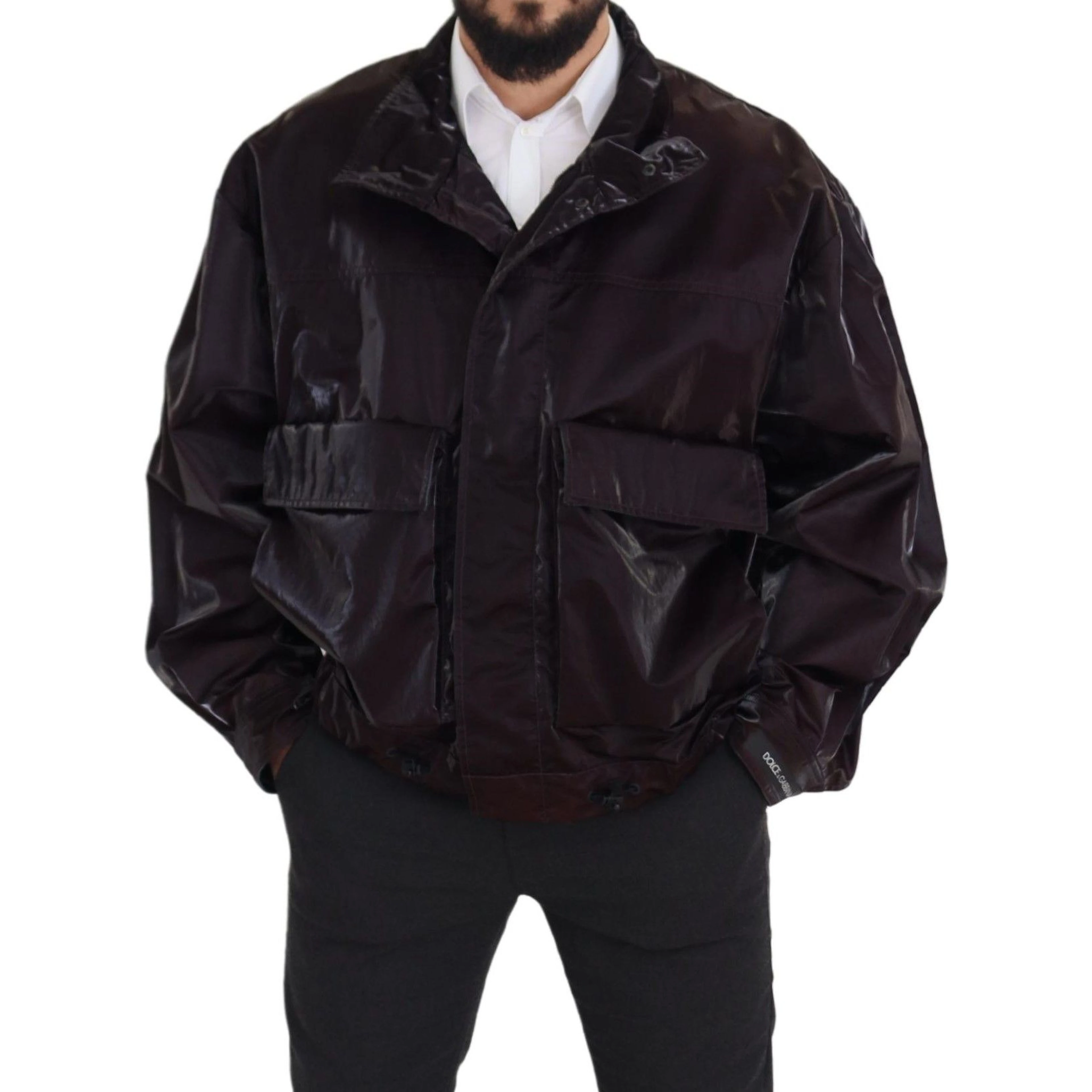 Bordeaux Nylon Collared Men Coat Jacket