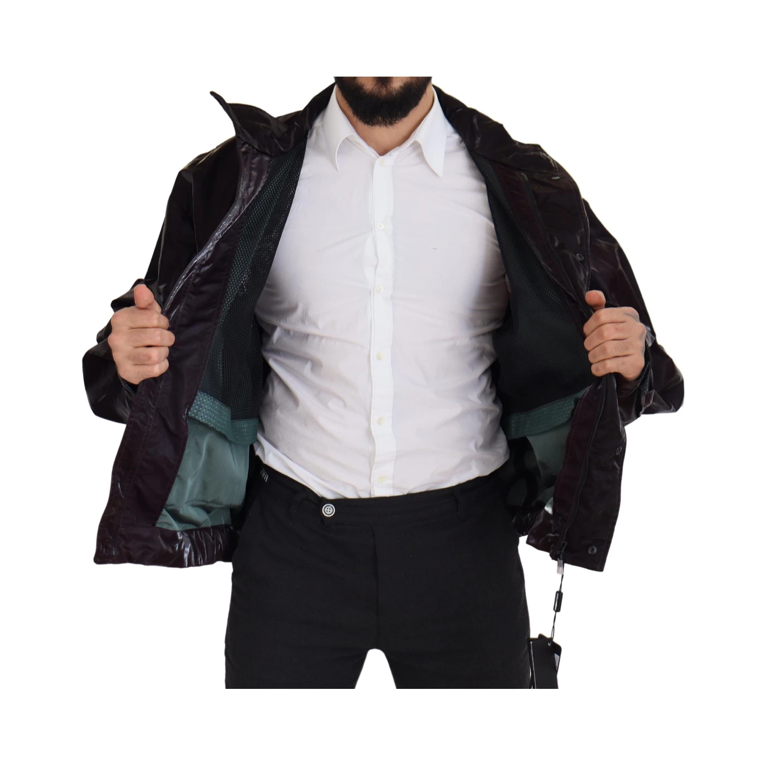 Bordeaux Nylon Collared Men Coat Jacket