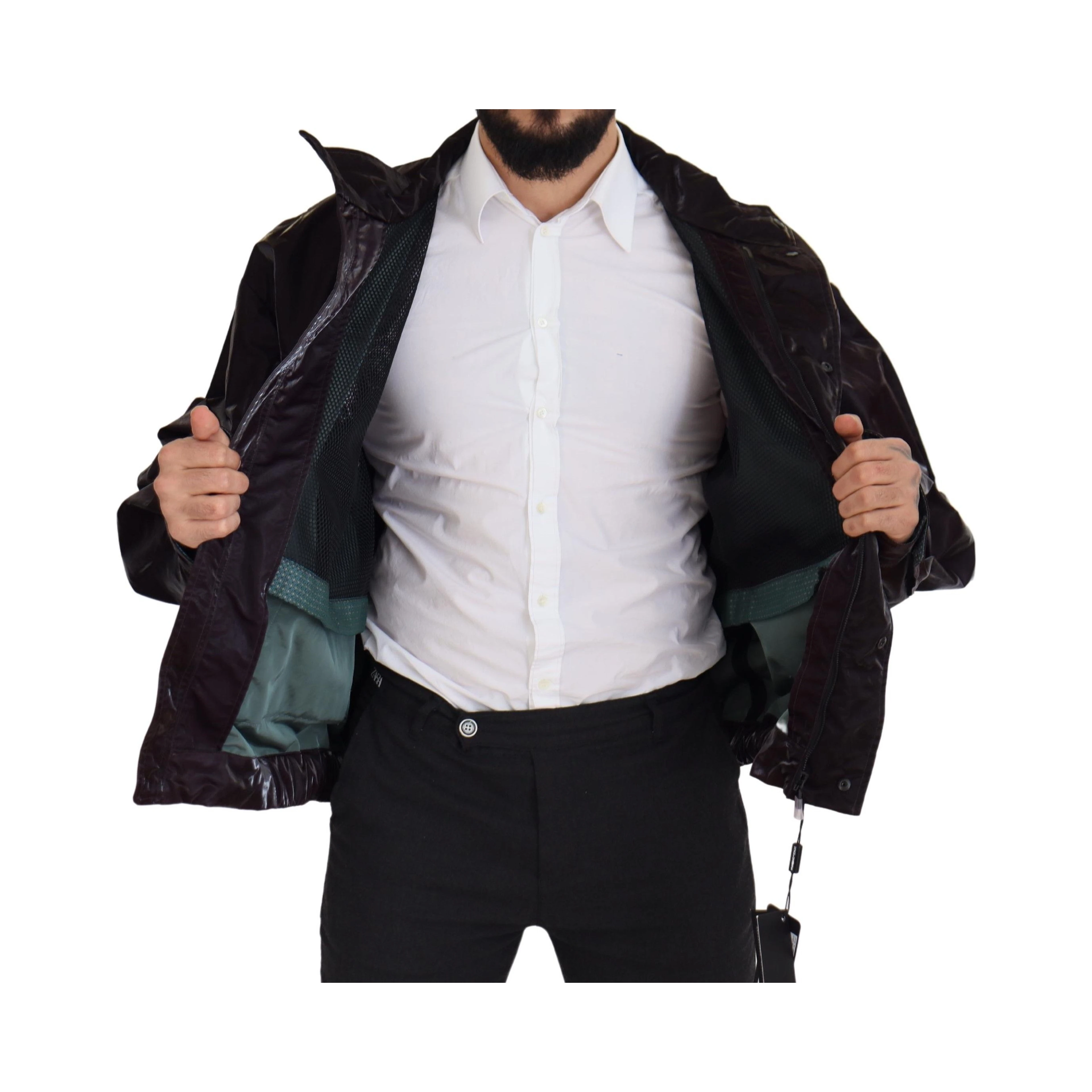 Bordeaux Nylon Collared Men Coat Jacket