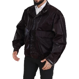 Bordeaux Nylon Collared Men Coat Jacket