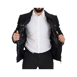 Black Wool Collared Full Zip Jacket