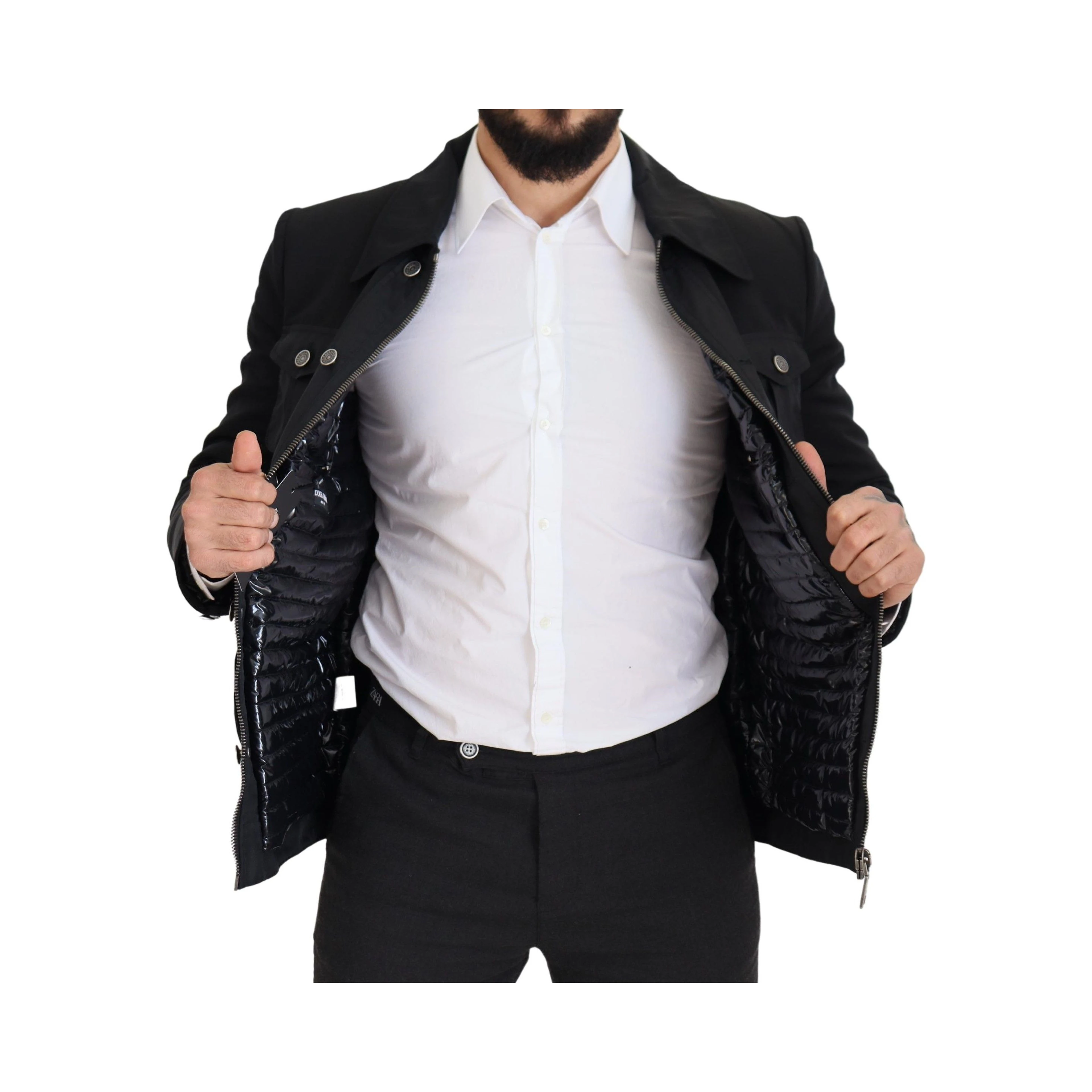 Black Wool Collared Full Zip Jacket