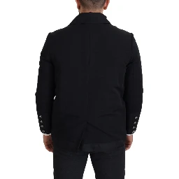 Black Wool Collared Full Zip Jacket