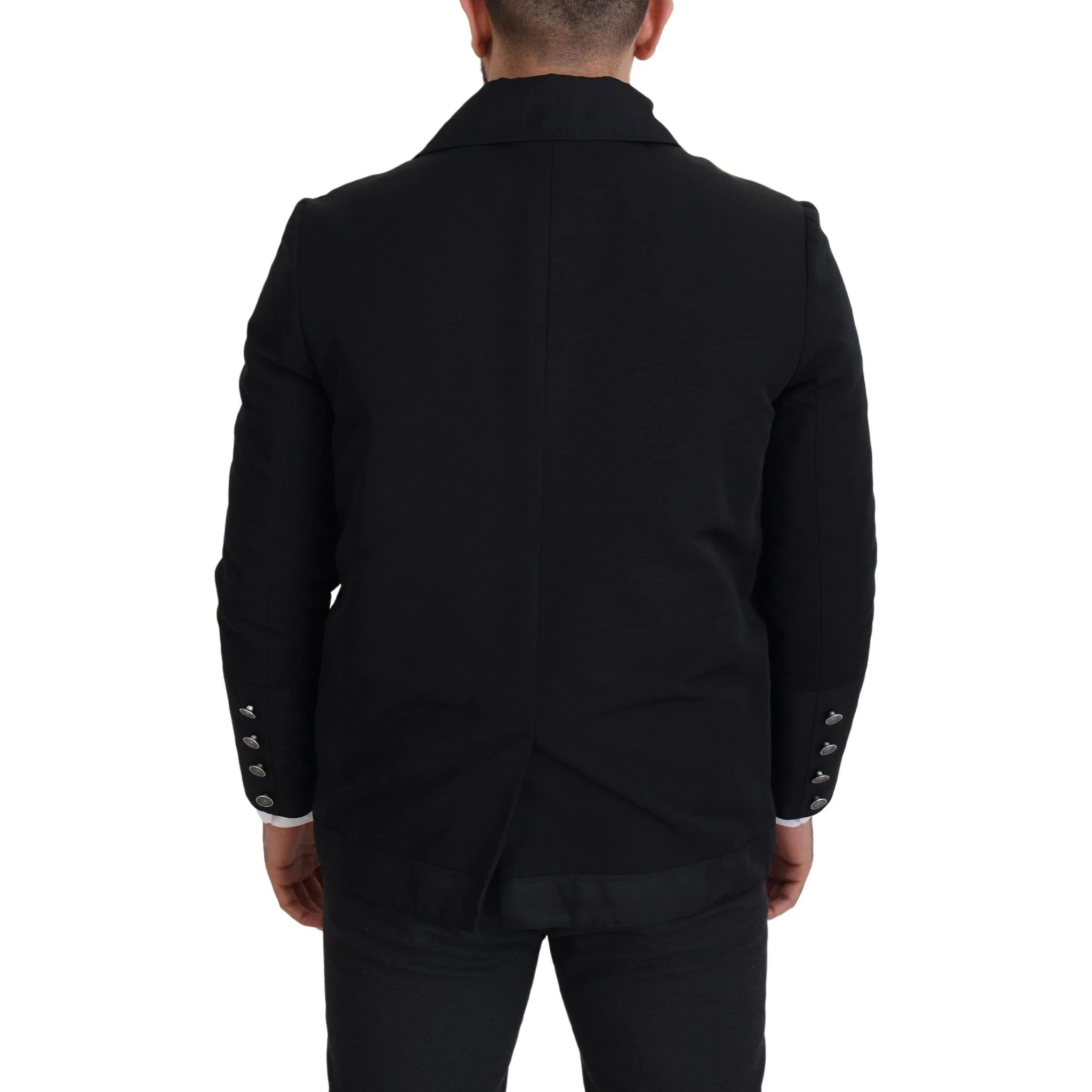 Black Wool Collared Full Zip Jacket
