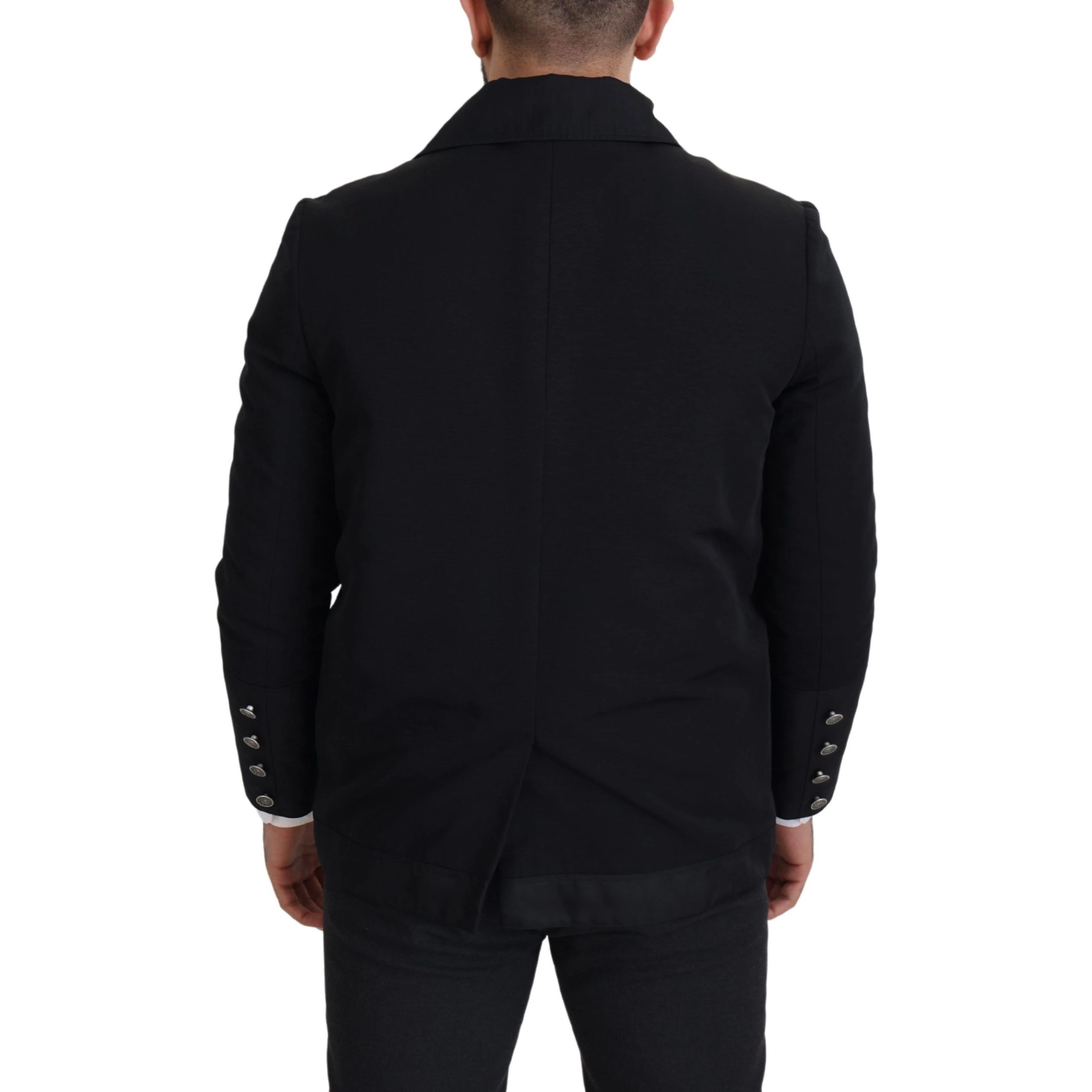 Black Wool Collared Full Zip Jacket