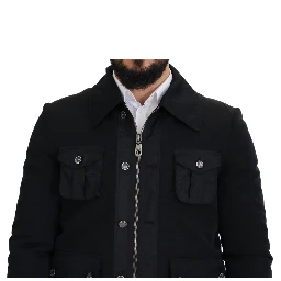 Black Wool Collared Full Zip Jacket