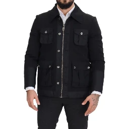 Black Wool Collared Full Zip Jacket