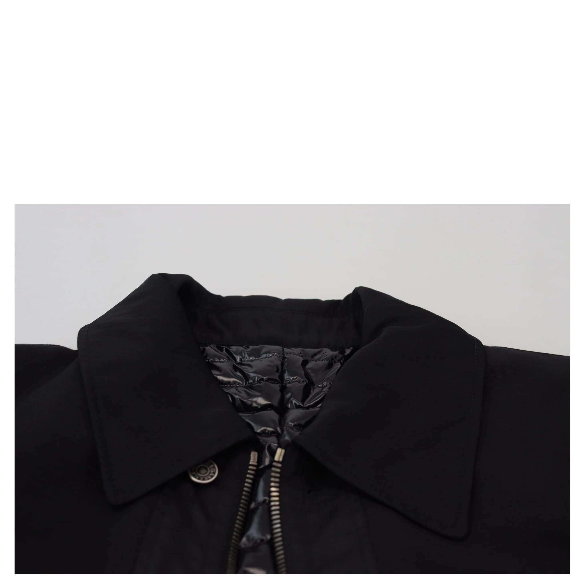 Black Wool Collared Full Zip Jacket
