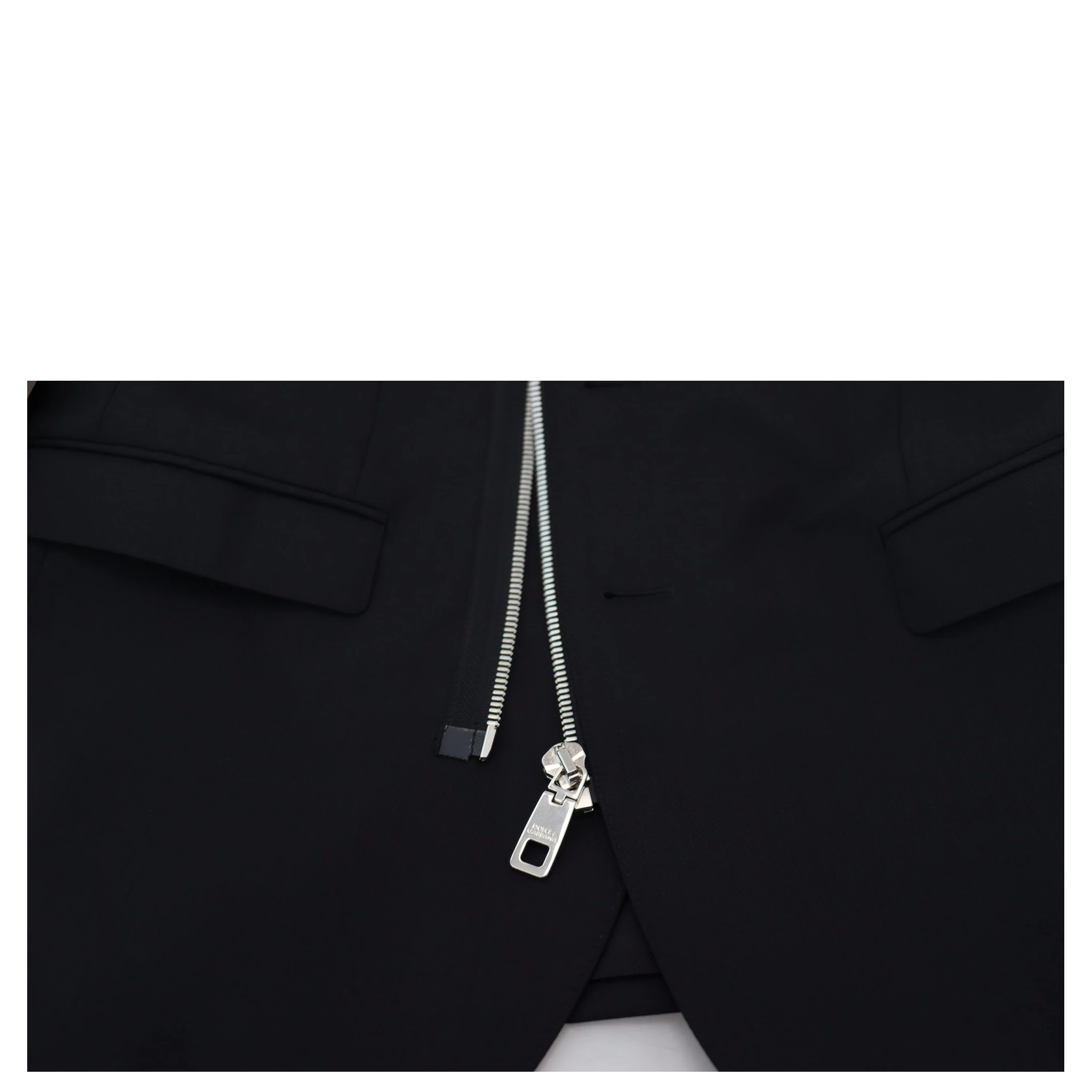 Black Wool Full Zip Long Sleeves Jacket