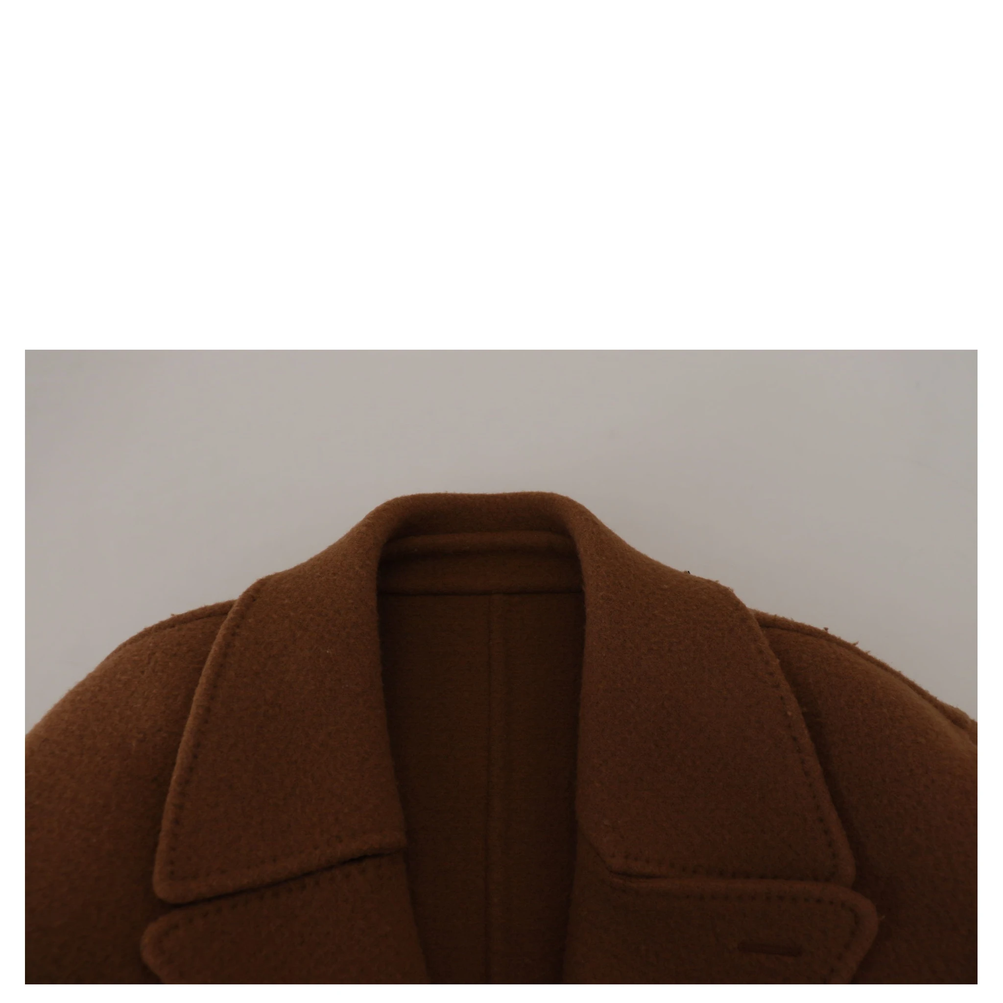 Brown Nylon Double Breasted Coat Jacket