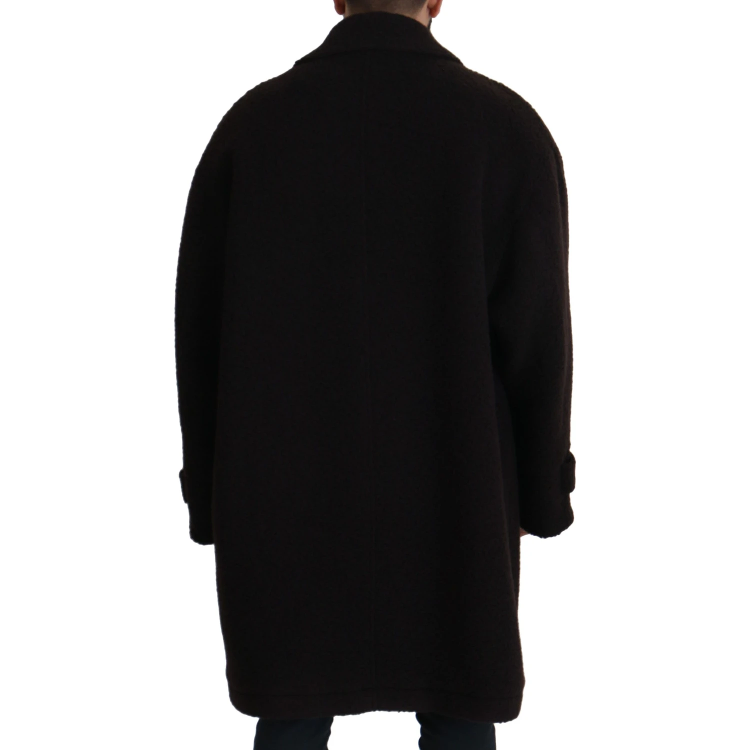 Black Alpaca Button Down Trench Coat Jacket
