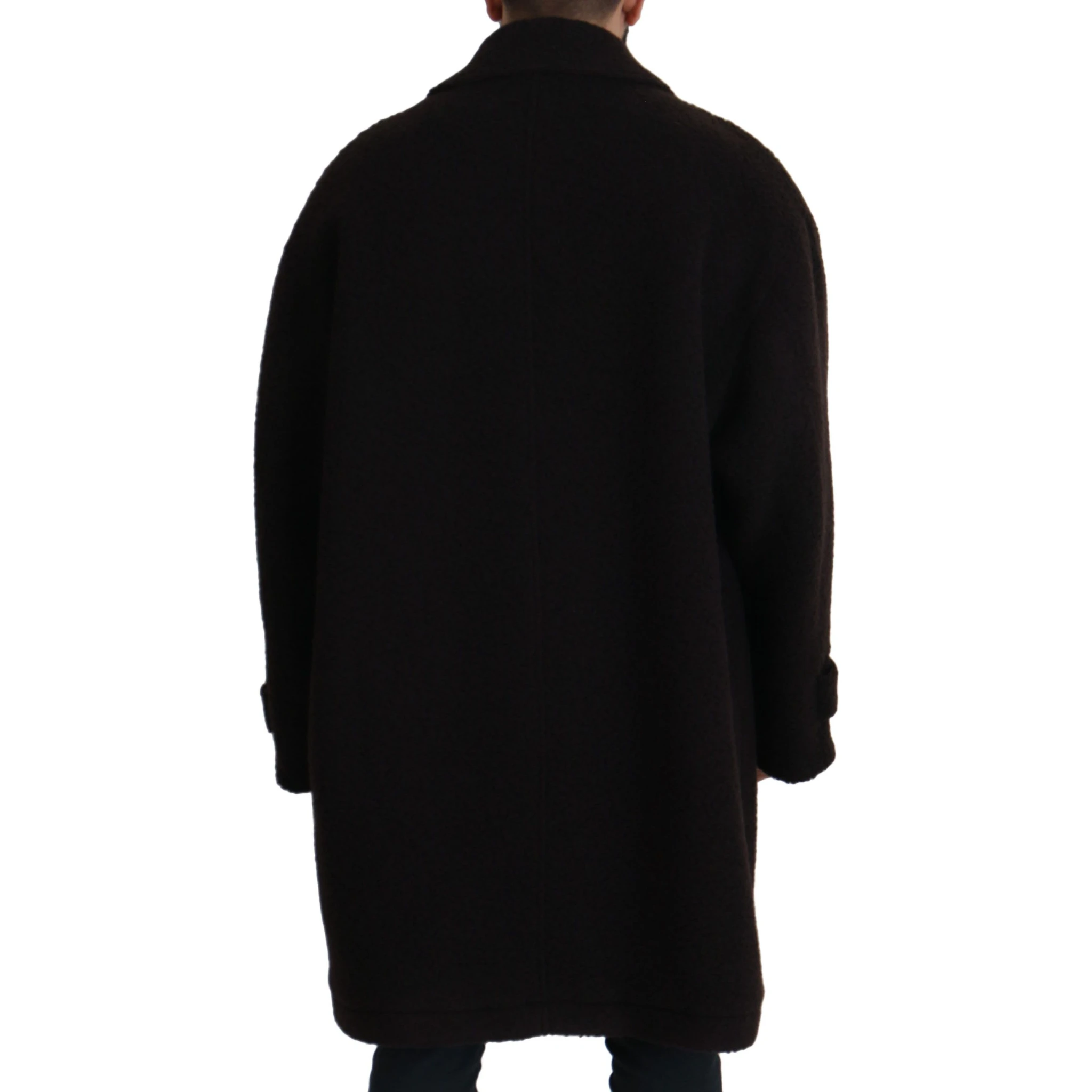 Black Alpaca Button Down Trench Coat Jacket