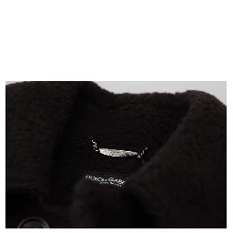 Black Alpaca Button Down Trench Coat Jacket