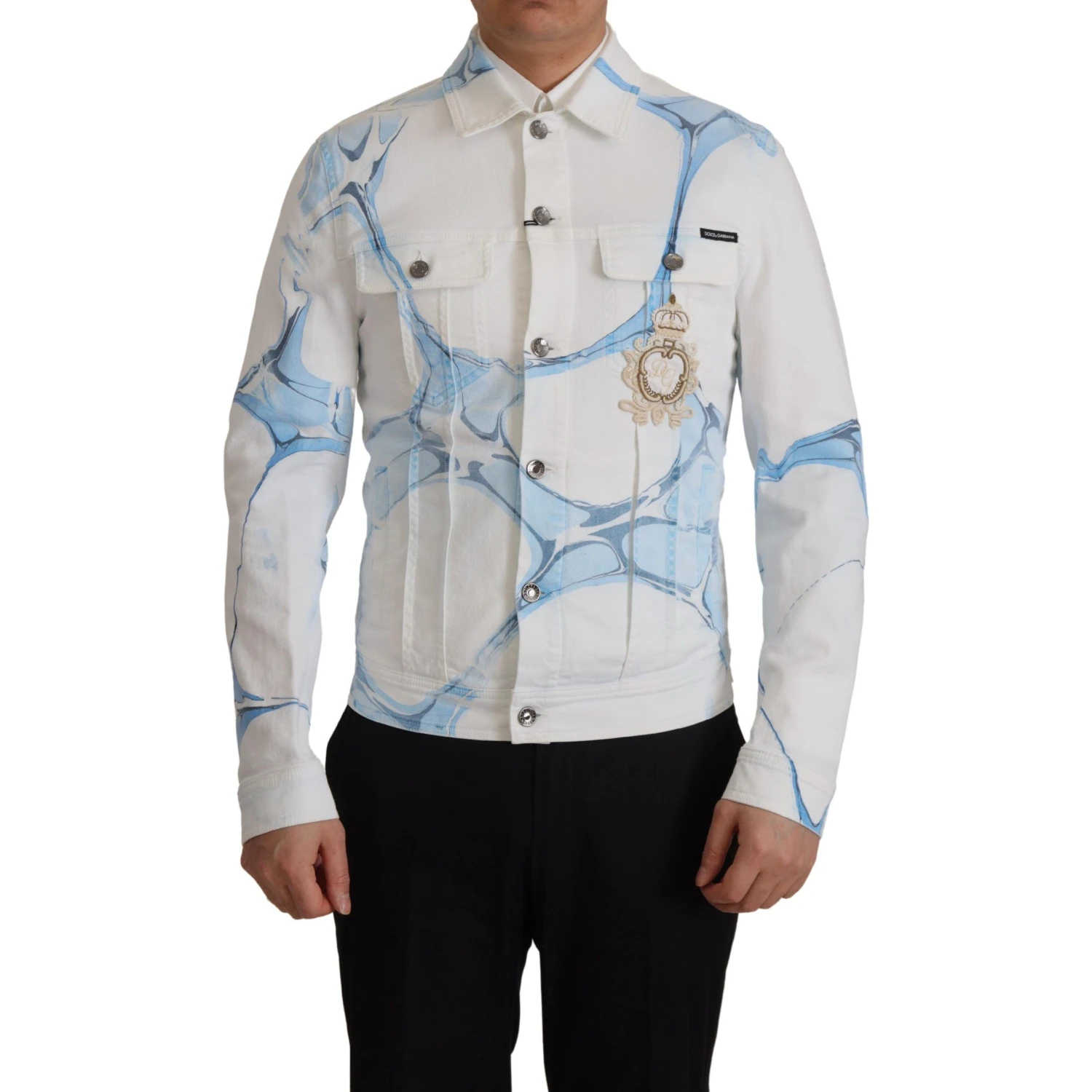 White Cotton Logo Embroidery Denim Jacket
