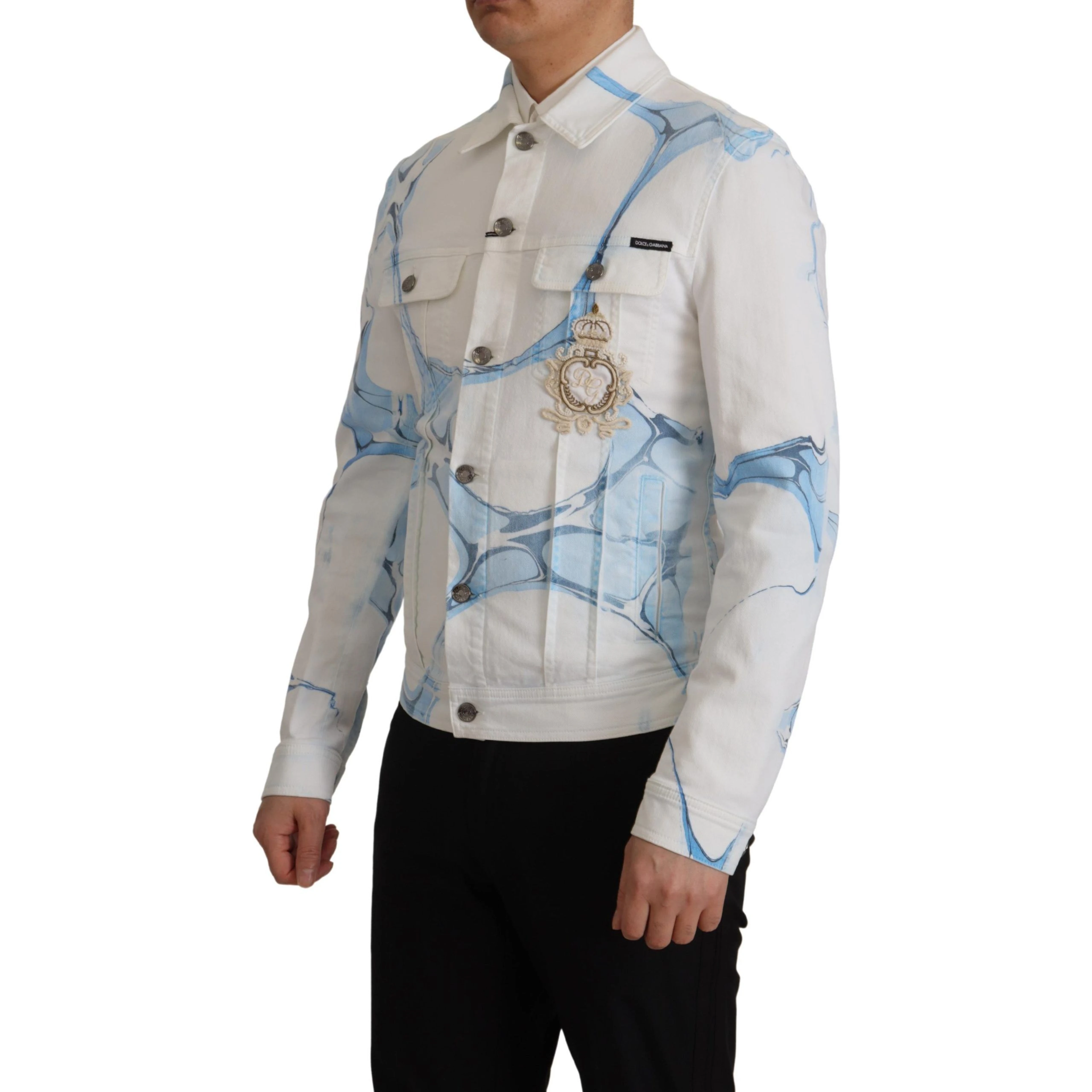 White Cotton Logo Embroidery Denim Jacket