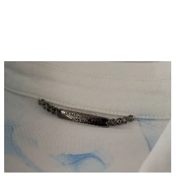 White Cotton Logo Embroidery Denim Jacket