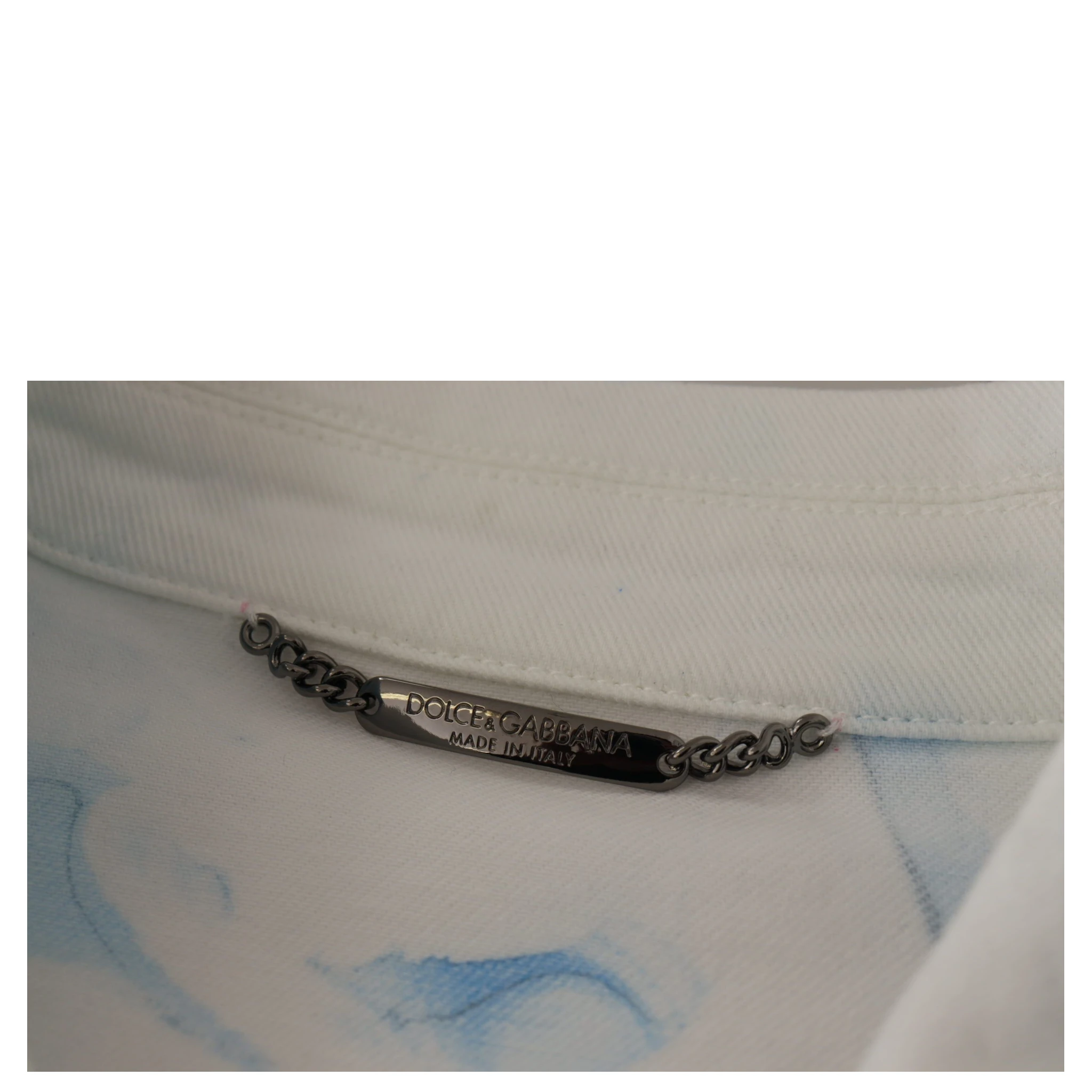 White Cotton Logo Embroidery Denim Jacket