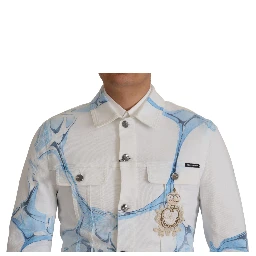 White Cotton Logo Embroidery Denim Jacket