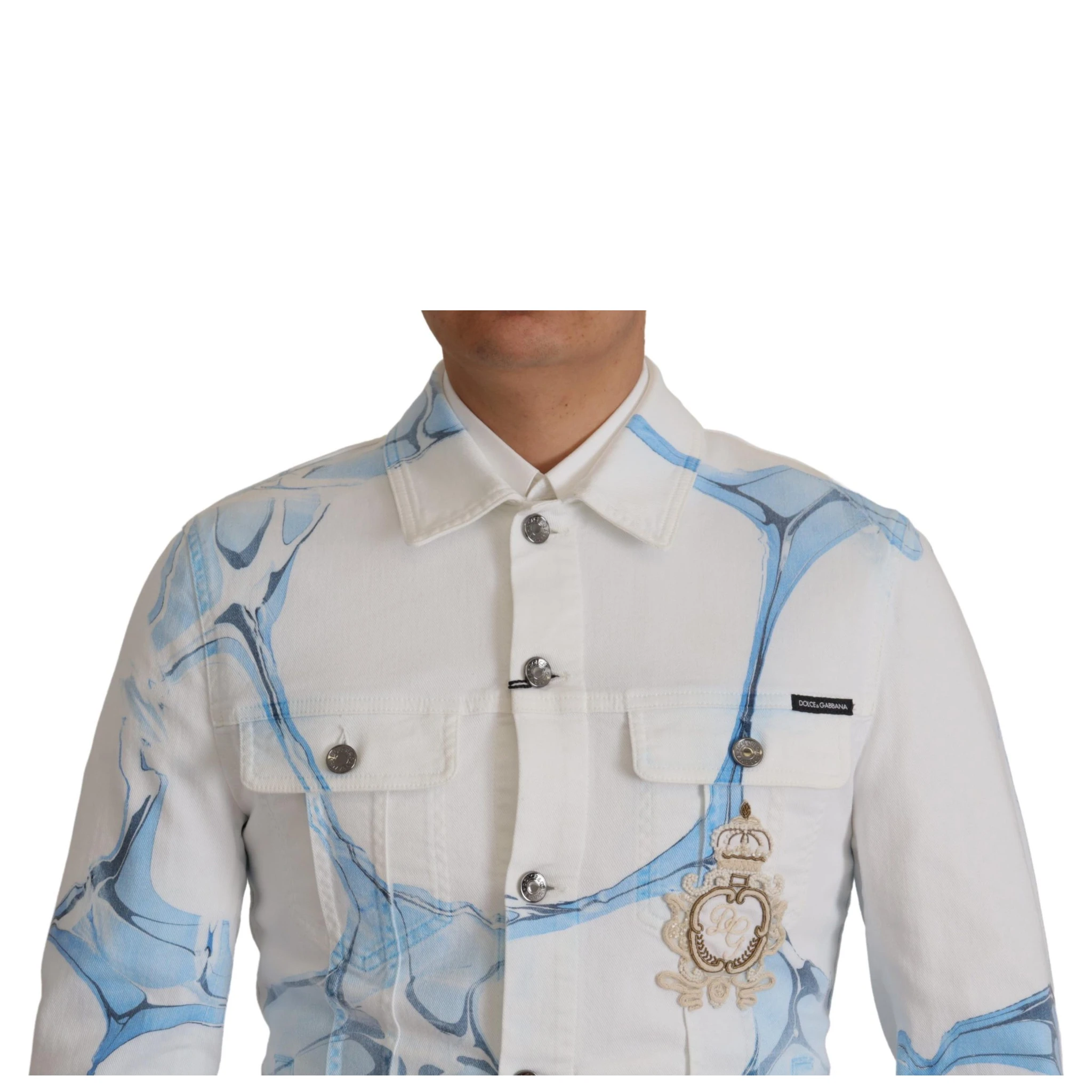 White Cotton Logo Embroidery Denim Jacket