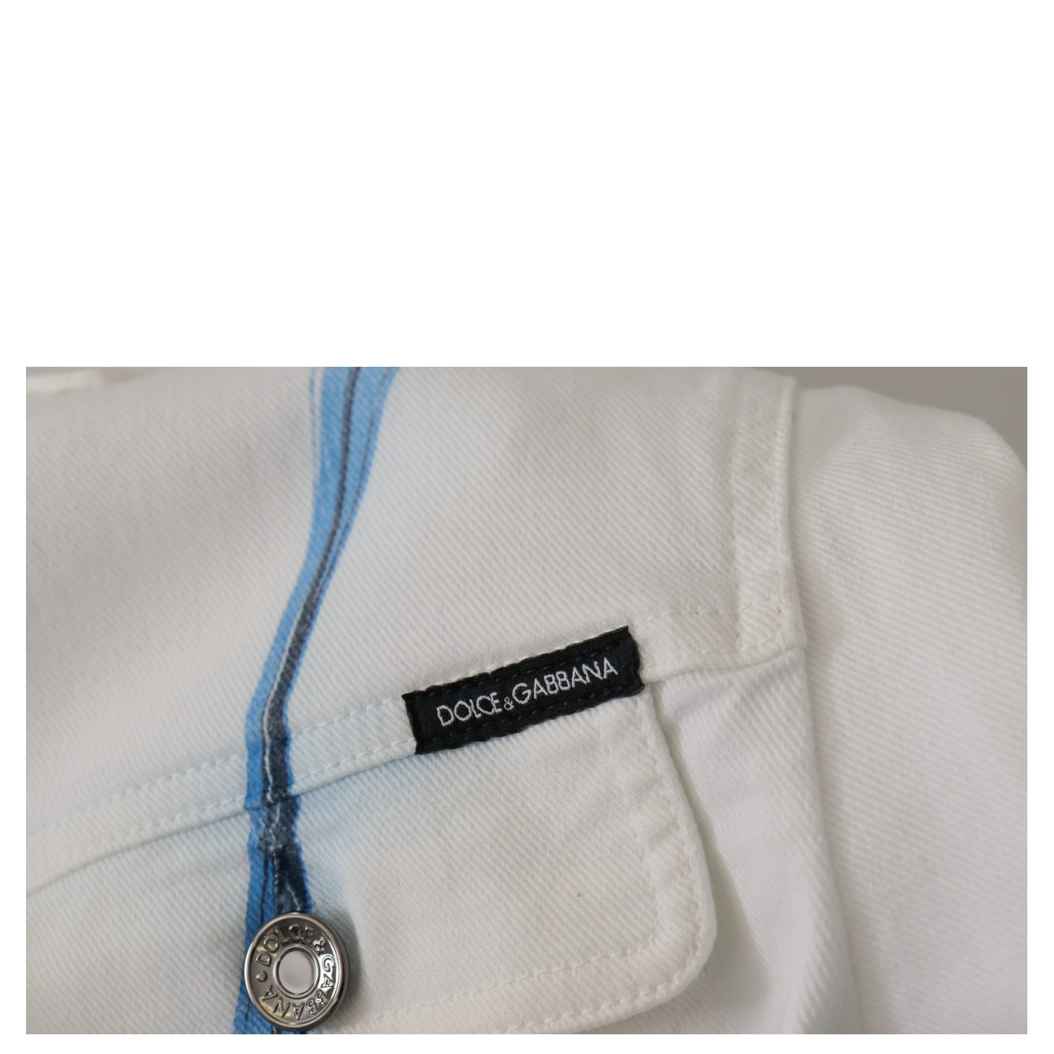 White Cotton Logo Embroidery Denim Jacket