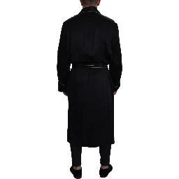 Black 100% Silk Robe Coat Wrap  Jacket