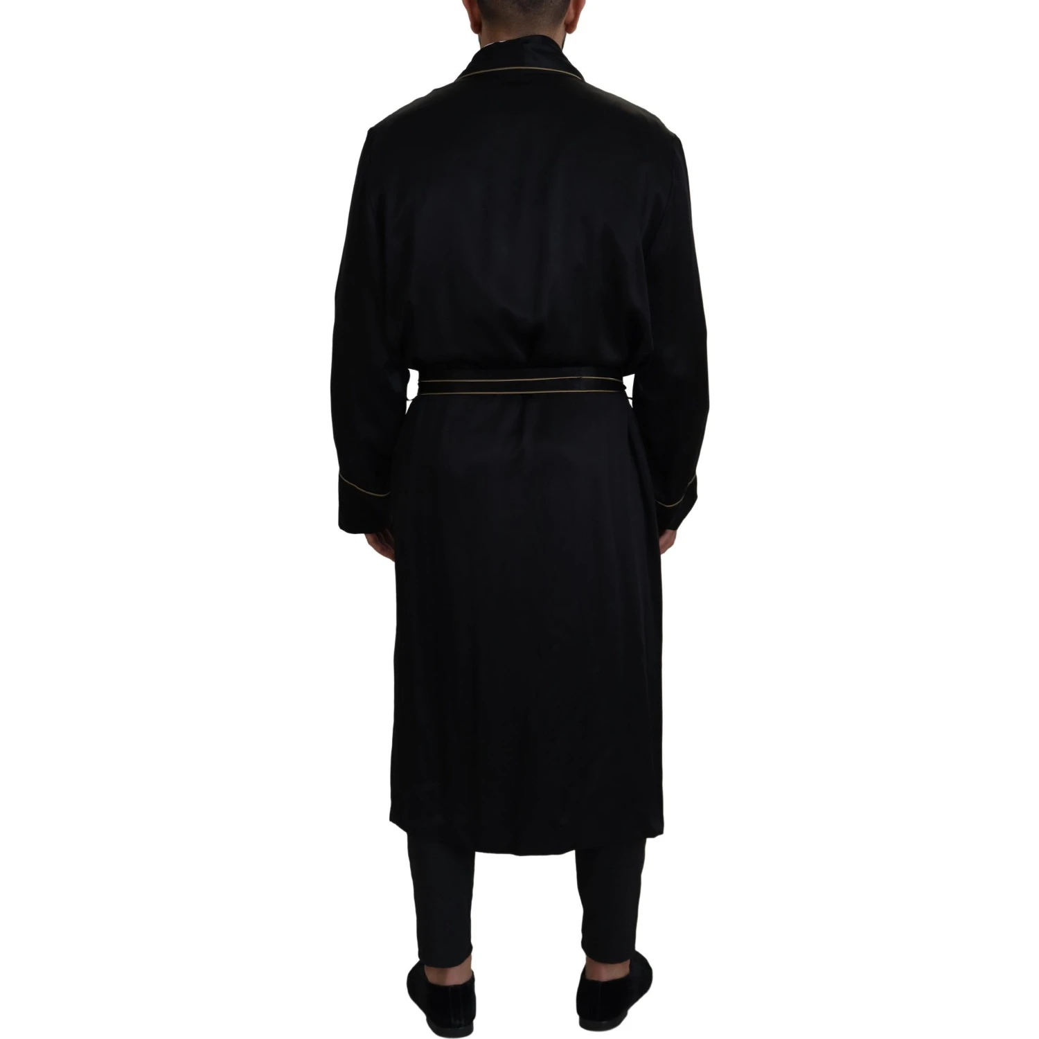 Black 100% Silk Robe Coat Wrap  Jacket