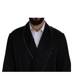 Black 100% Silk Robe Coat Wrap  Jacket