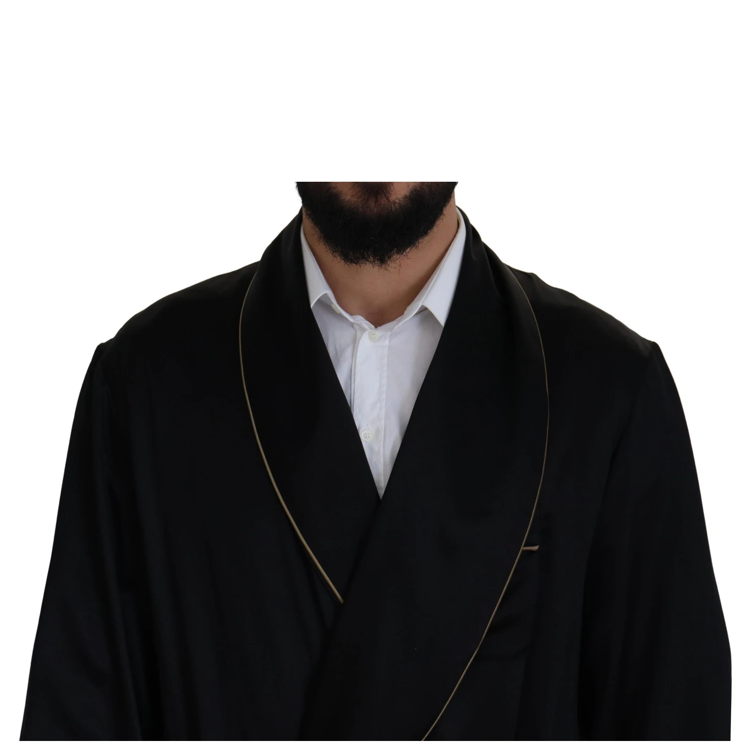 Black 100% Silk Robe Coat Wrap  Jacket