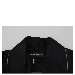 Black 100% Silk Robe Coat Wrap  Jacket